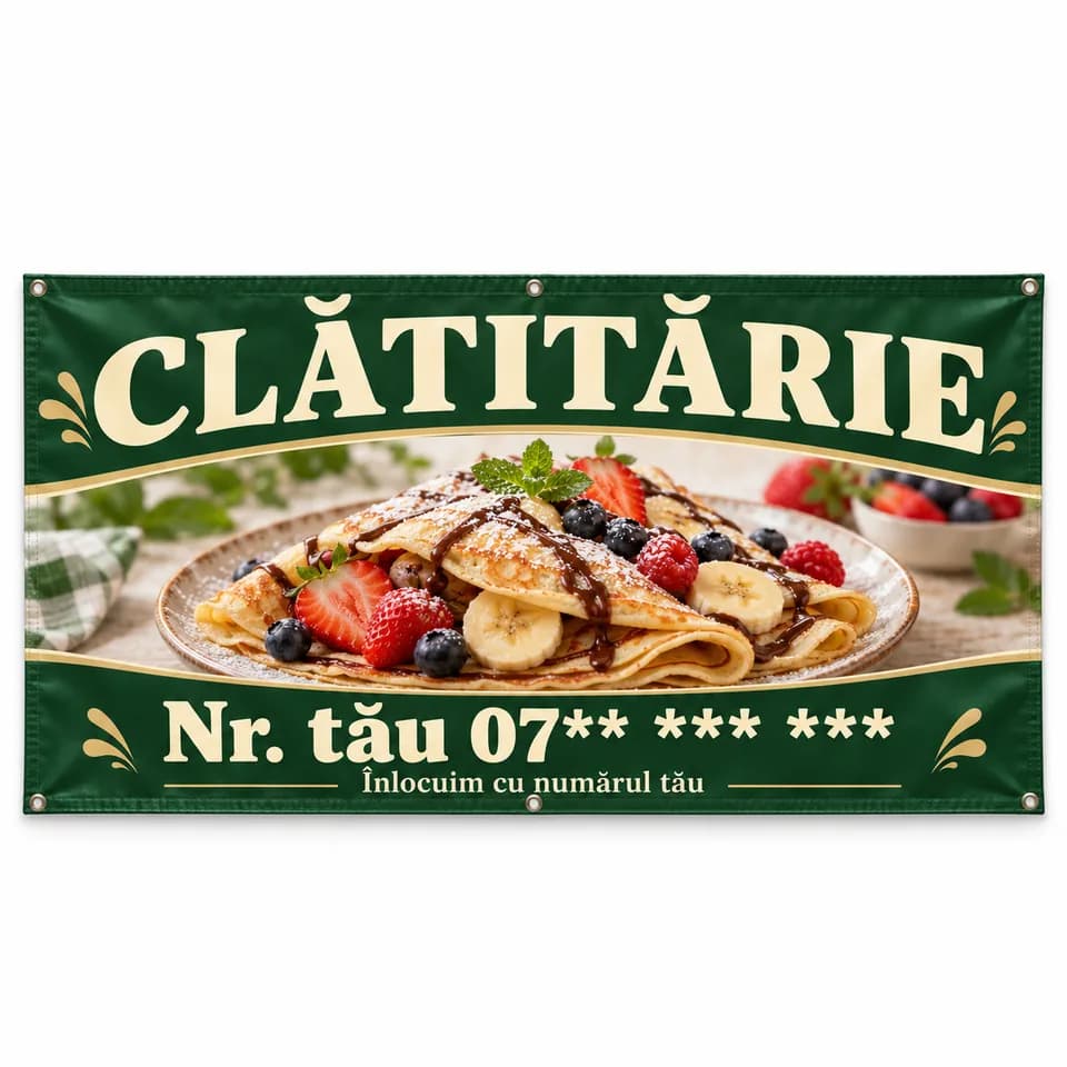 Banner clătitărie cu numărul tău