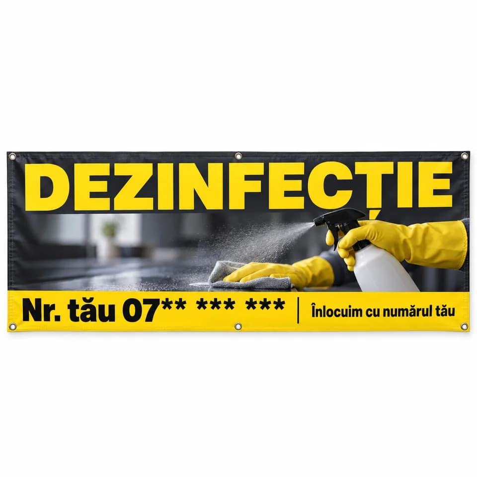 Banner dezinfecție cu numărul tău