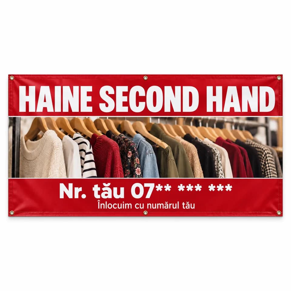 Banner haine second hand cu numărul tău