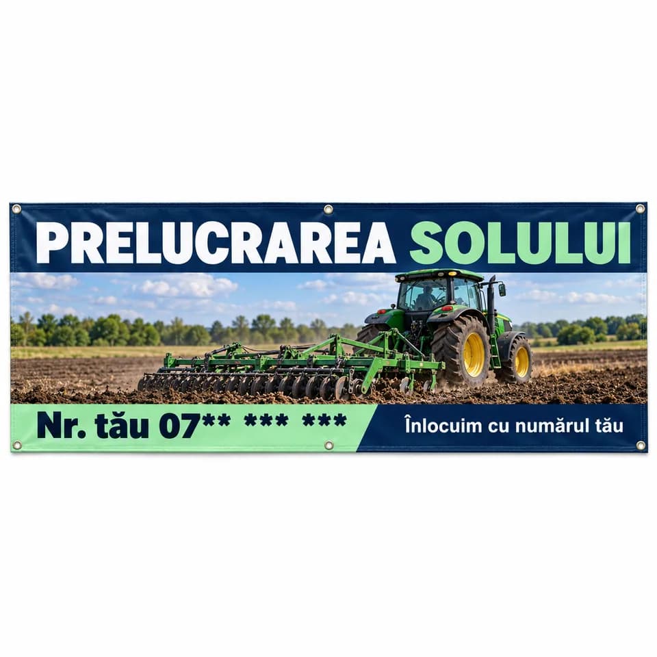 Banner prelucrarea solului cu numărul tău