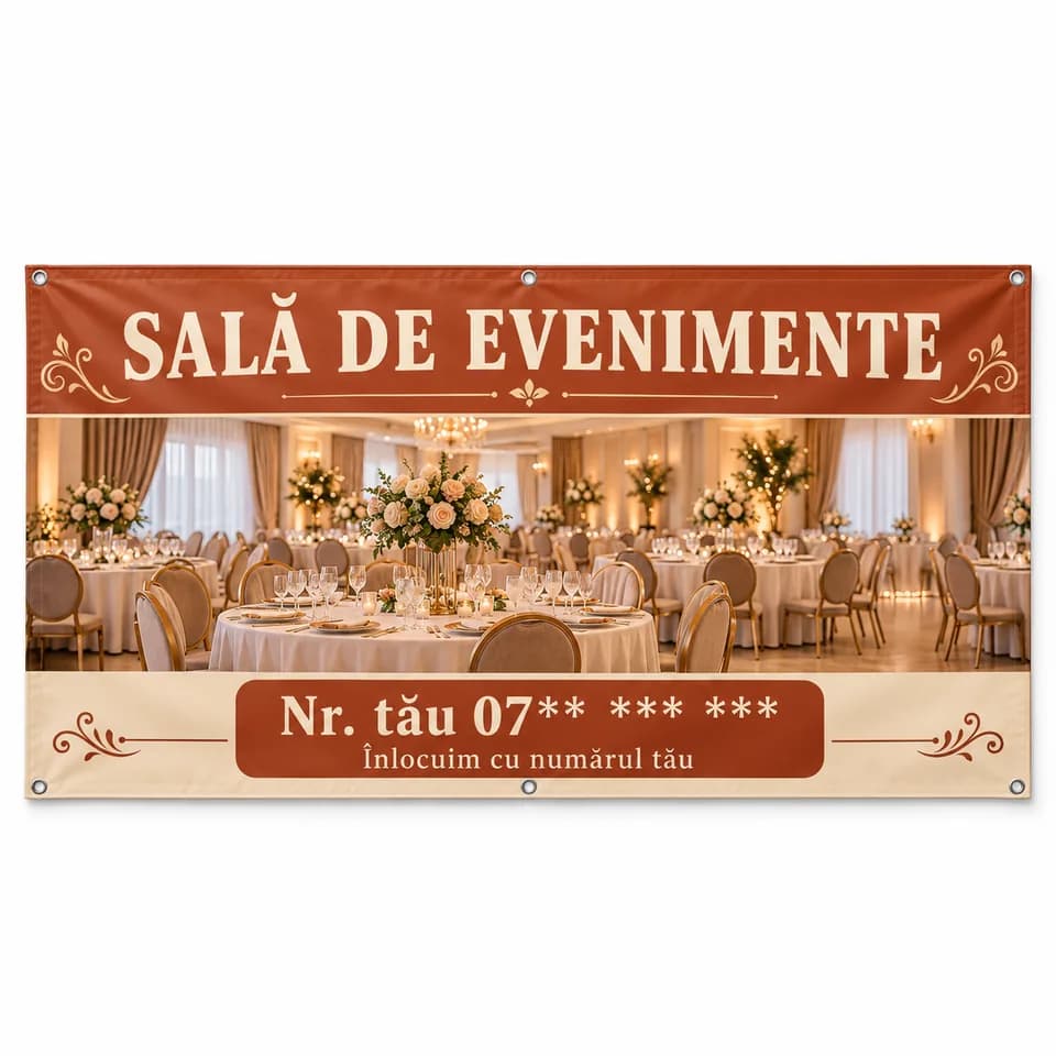 Banner sală de evenimente cu numărul tău