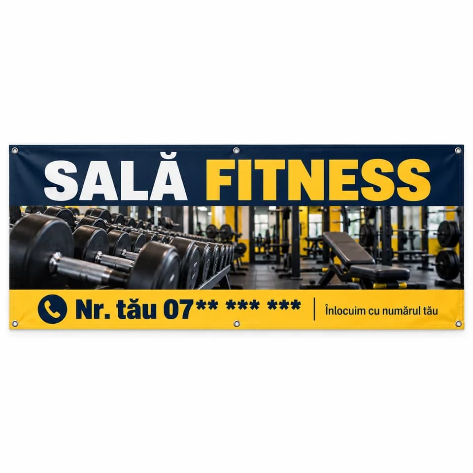 Banner sală fitness cu numărul tău