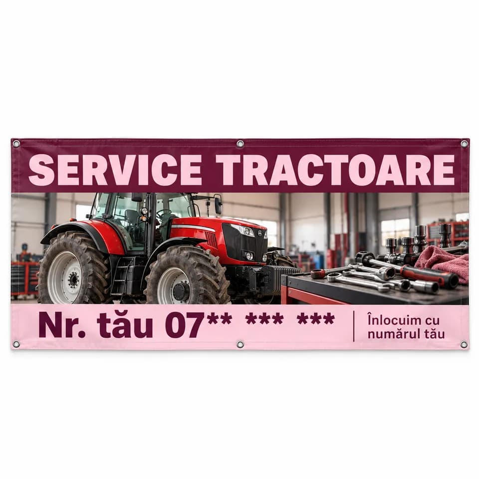 Banner service tractoare cu numărul tău