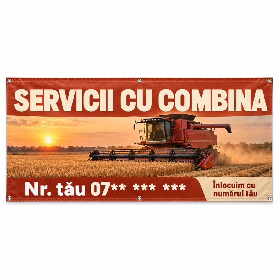Banner servicii cu combina cu numărul tău