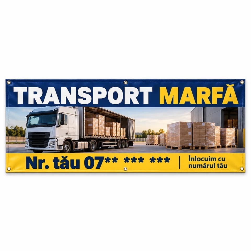 Banner transport marfă cu numărul tău