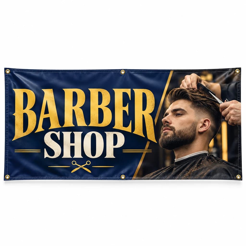 Banner barber shop – model fotografic