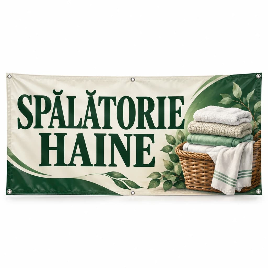 Banner spălătorie haine – model ilustrat