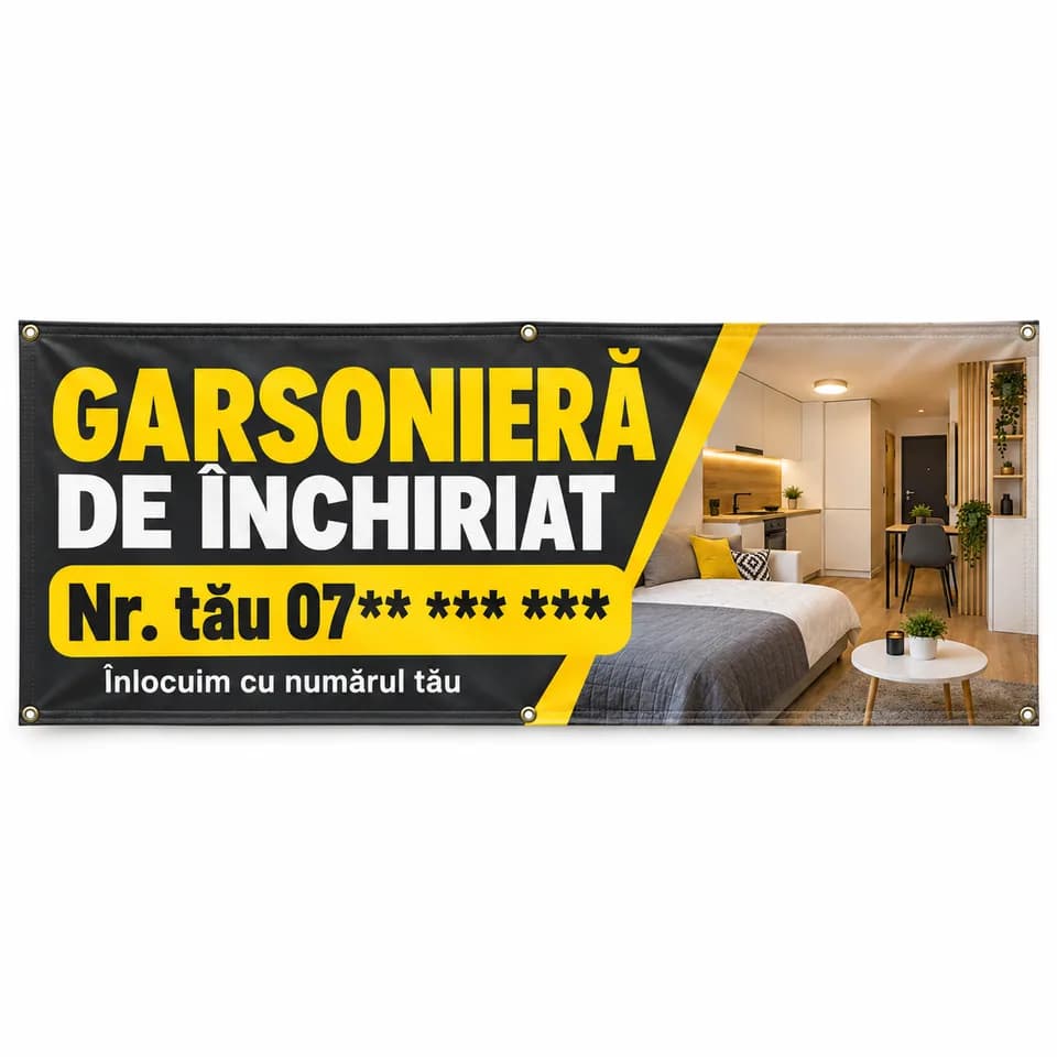 Banner garsonieră de închiriat cu numărul tău