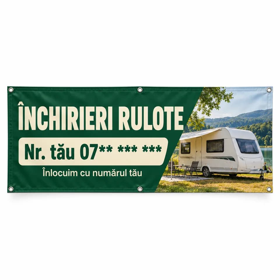 Banner închirieri rulote cu numărul tău