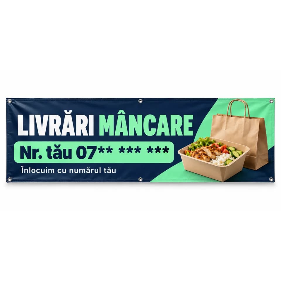 Banner livrări mâncare cu numărul tău