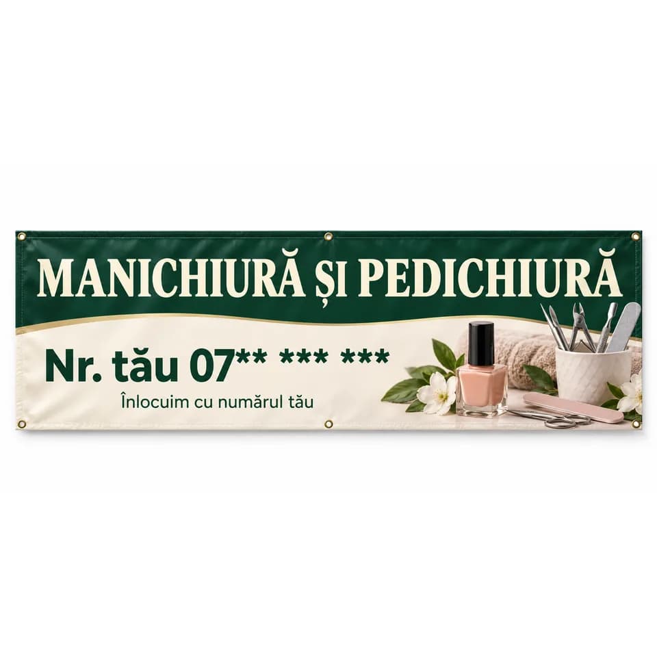 Banner manichiură și pedichiură cu numărul tău