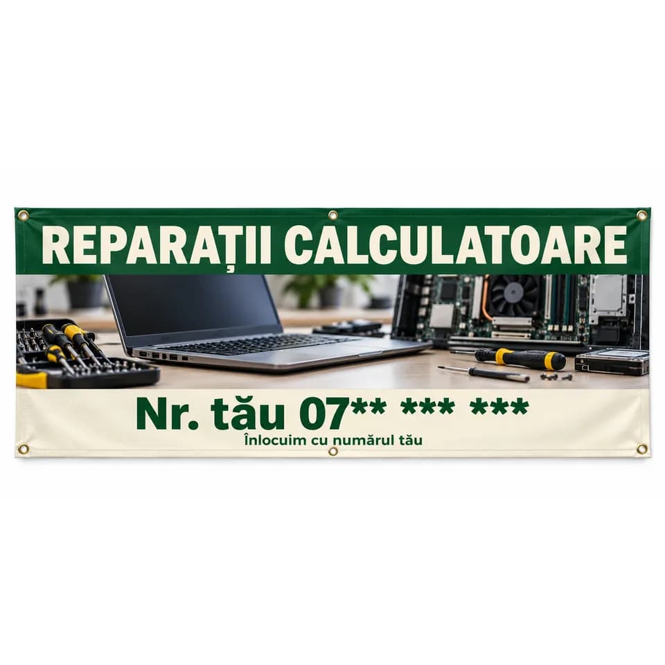 Banner reparații calculatoare cu numărul tău