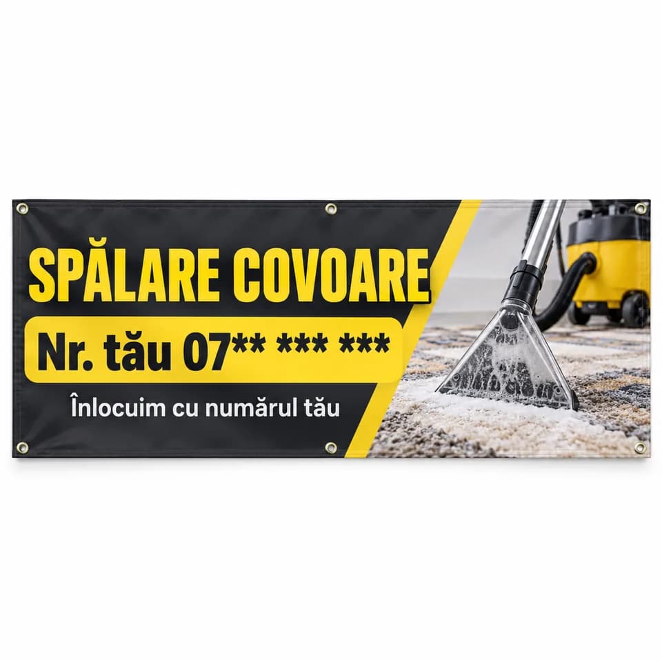 Banner spălare covoare cu numărul tău