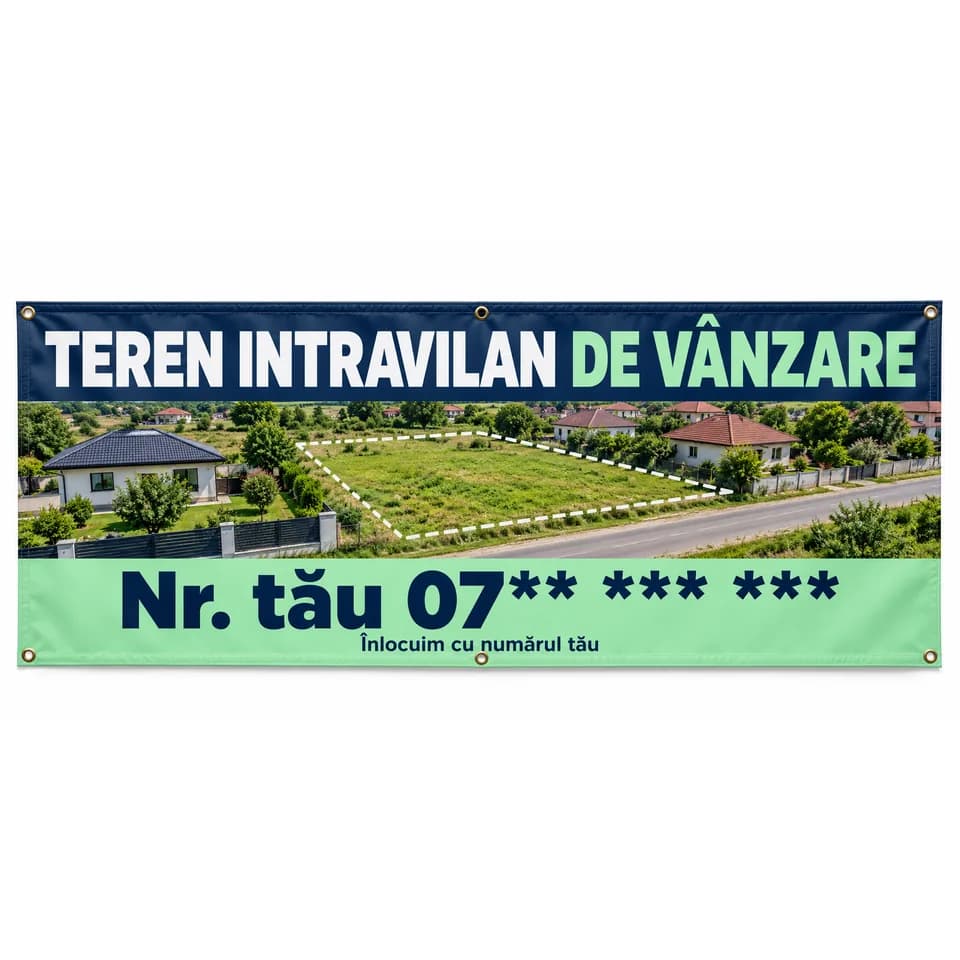 Banner teren intravilan de vânzare cu numărul tău