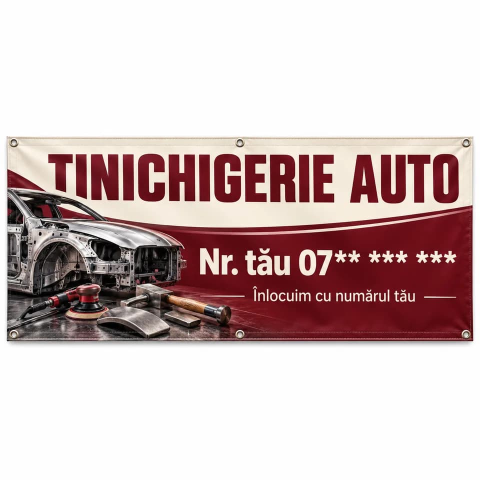 Banner tinichigerie auto cu numărul tău