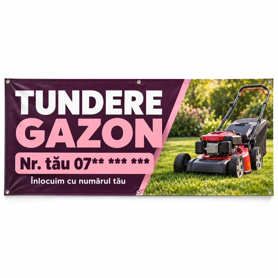 Banner tundere gazon cu numărul tău