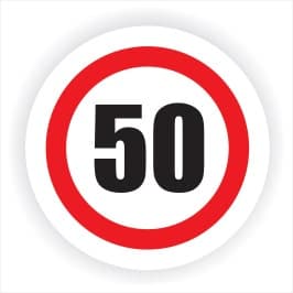 Semn Indicator Limitare viteza 50, autocolant, diametru 12 cm