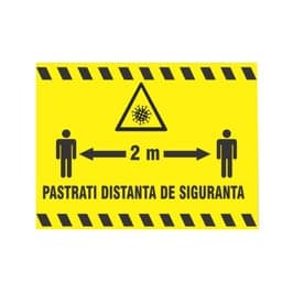 Indicator Pastrati distanta de siguranta 2 m, PVC, 20 x 30 cm