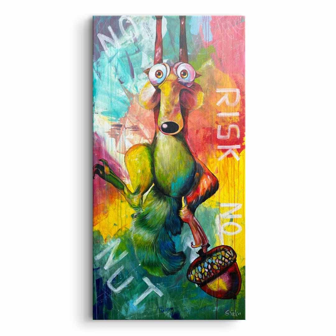Tablou canvas veveriță cu nucă și citat – decor cameră adolescent