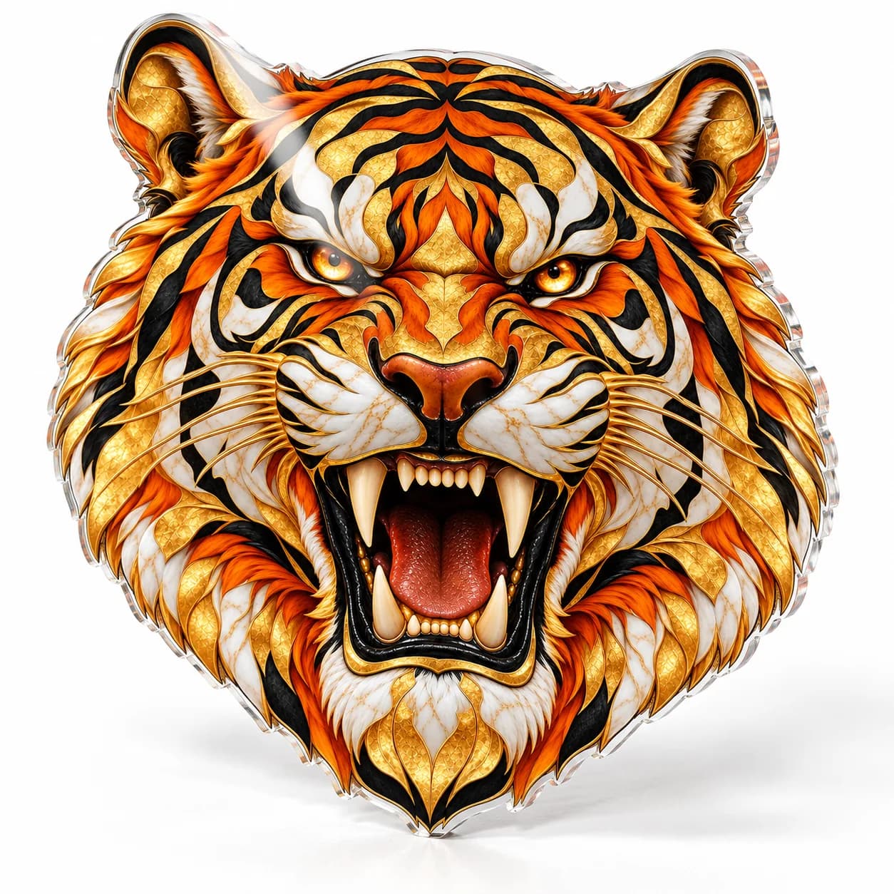 Tigru care rage – tablou plexiglas decupat pe contur