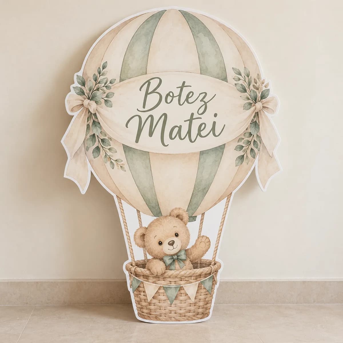 Balon cu ursuleț pentru botez pe PVC