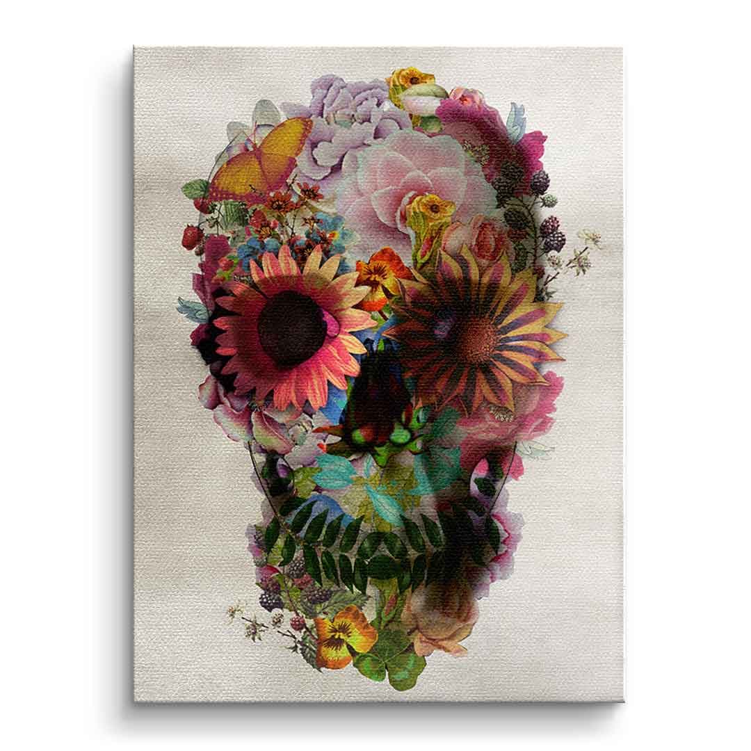 Tablou canvas craniu decorat cu flori colorate – decor living boho