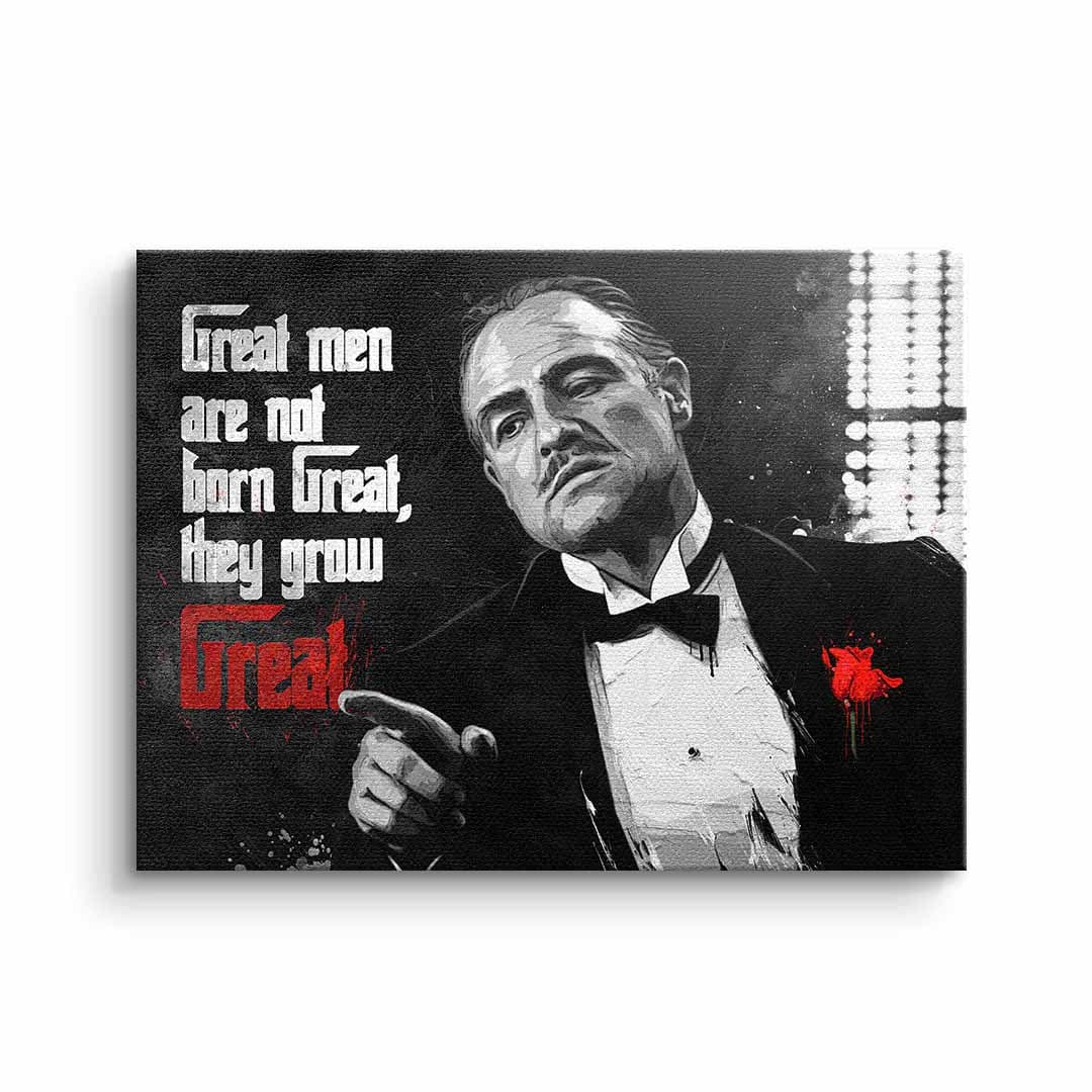 Tablou canvas mafiot cu citat despre măreție – decor birou clasic