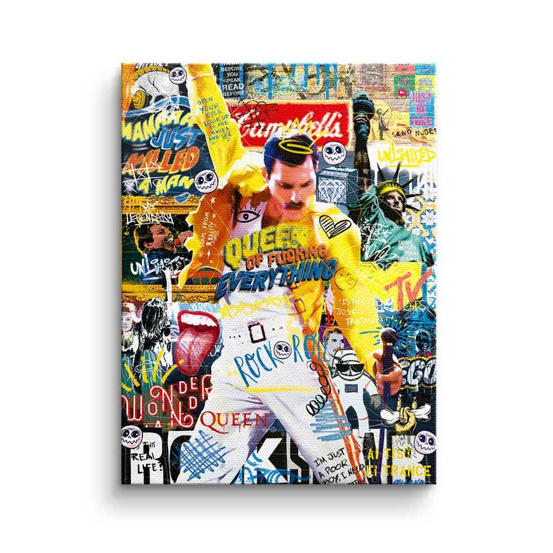 Tablou canvas solist rock legendar colaj – decor cameră de muzică
