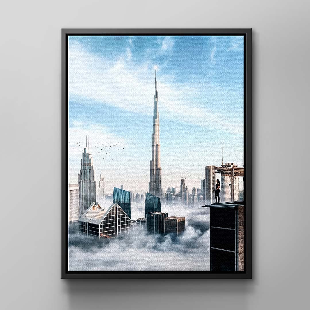 Tablou canvas zgârie-nori din Dubai privit de jos – decor hol modern